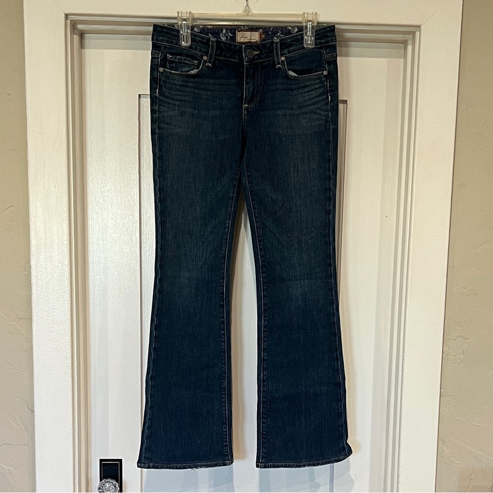 PAIGE Dark Blue Flare Jeans. Cotton and Spandex. Size 28.